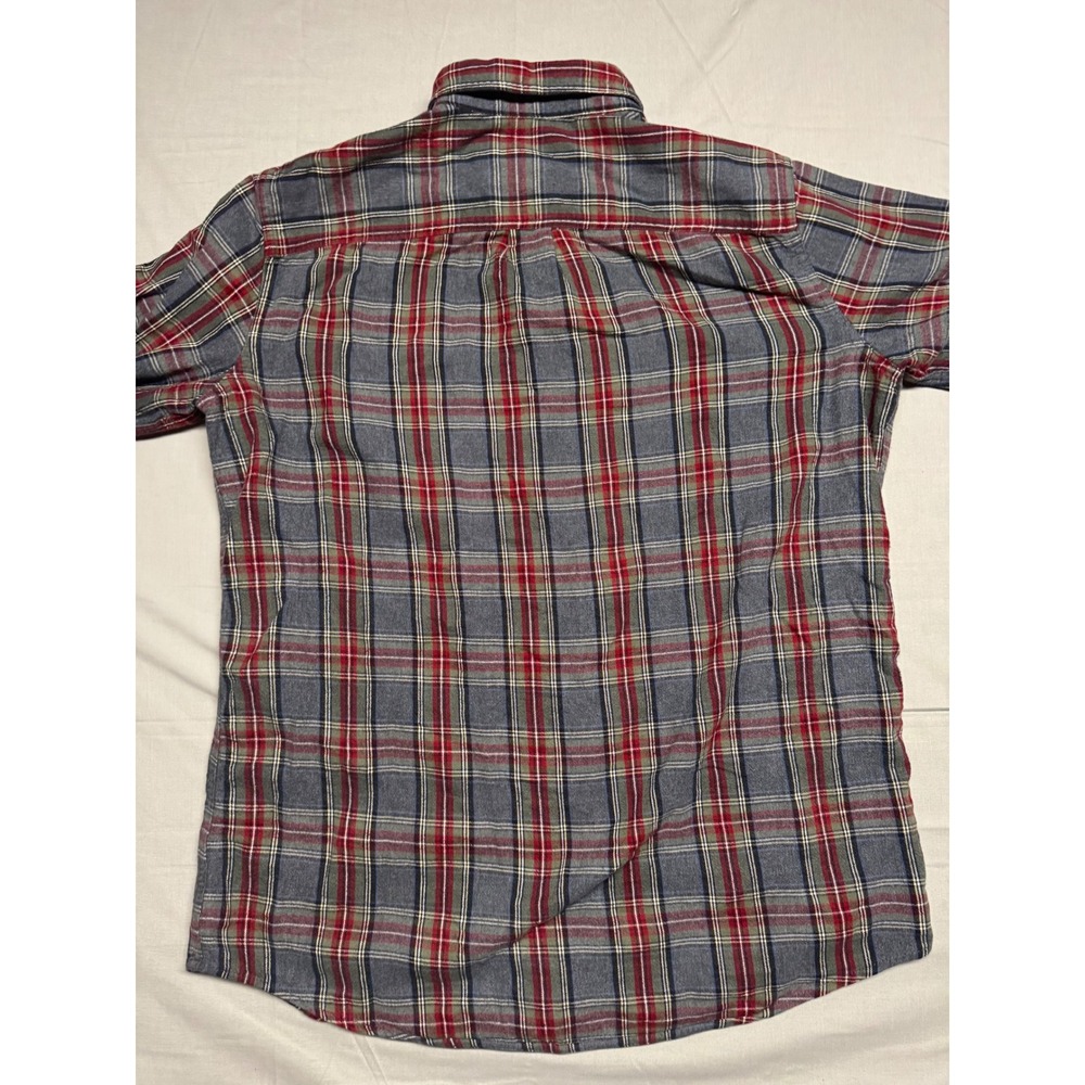 LL Bean Mens Large Tall Slightly Fitted Plaid Flannel Shirt Grey Red 298168 - Picture 5 of 7